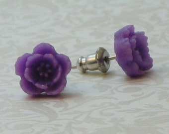 5 Petal Flower Earrings - Lavender Purple