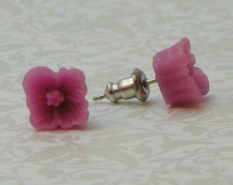 Square Flower Earrings - Mauve Pink