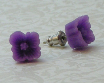 Square Flower Earrings - Lavender Purple
