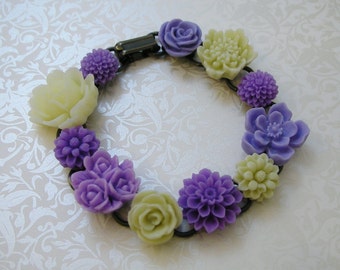 Purple Resin Flower Bracelet