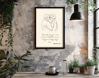 Love Quote Digital Art Printable Wall Art - Ephesians 5 25 Instant Download