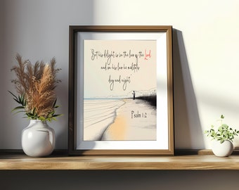 Inspirational Bible Verse Wall Art Printable Psalm 1 2 Instant Download Digital Art for Home Decor