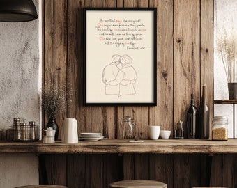 Printable Wall Art - Digital Love Quote Instant Download - Proverbs 31 10-12 - Modern Couple Illustration