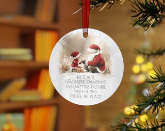 Rustic Christmas Ornaments for Family, Personalized Holiday Decorations, Keepsake Gifts, He is Our Wonderful Counselor