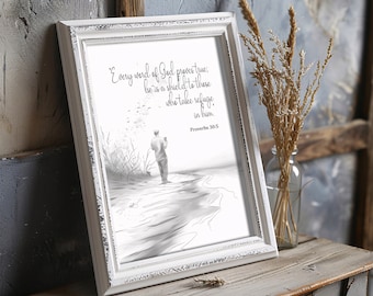 Inspirational Digital Art Printable Wall Art - Proverbs 30:5 Instant Download for Home Decor