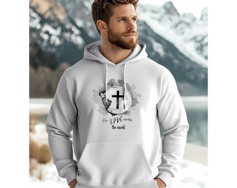 Faith Covers All Cross World Watercolor Unisex Hoodie, Christian Sweatshirt, Religious Gift, Church Group Apparel, Faith-based Clothing