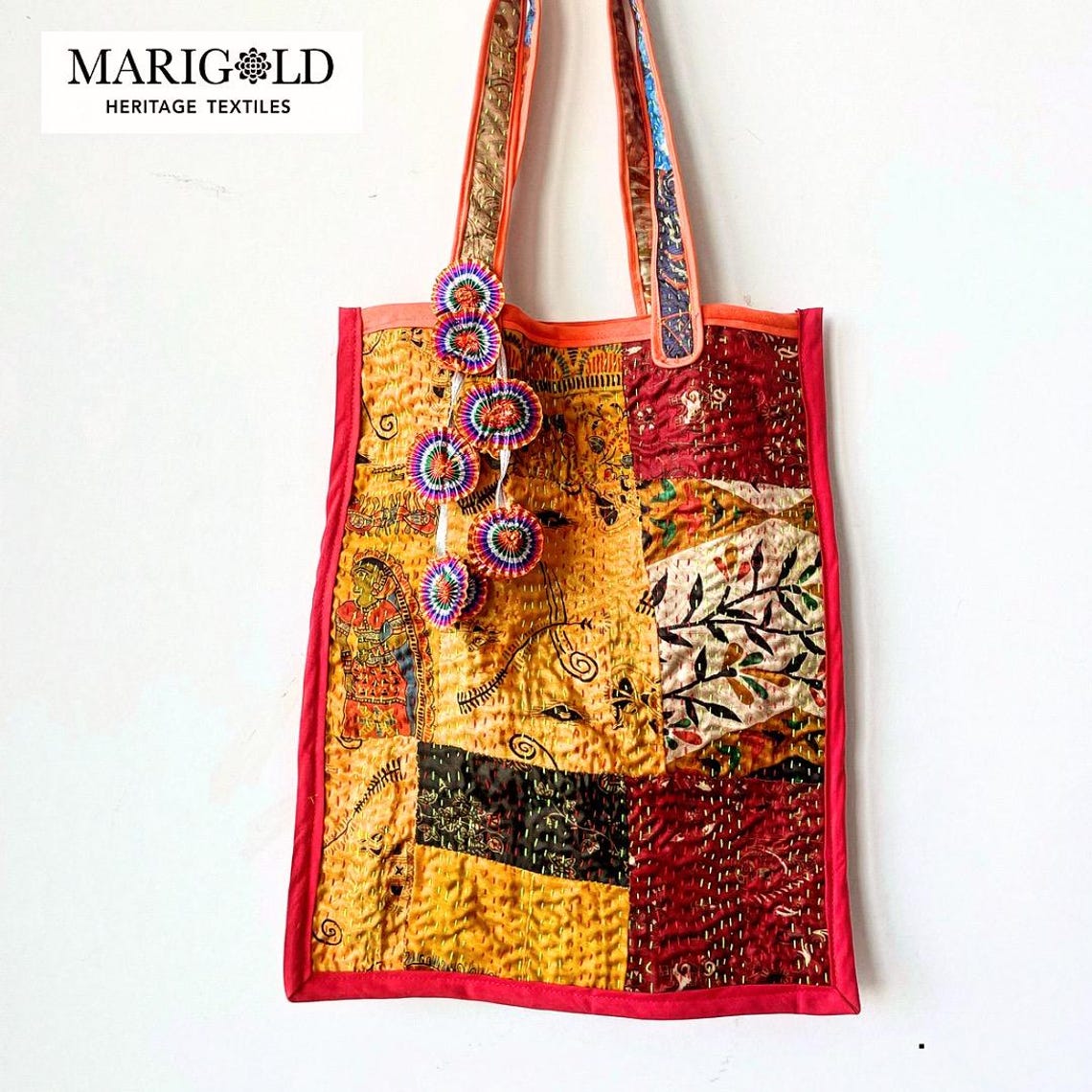 Taat Wool Thread Hand Embroidered Upcycled Pouch (Set of 2)