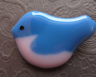 Bluebird Fused Glass 2.25" 58mm Pin Brooch Magnet or Ornament