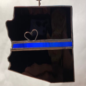 Police Blue Line Your State Stained Glass Ornament or Window image 1