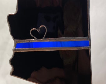 Police Blue Line Your State Stained Glass Ornament or Window