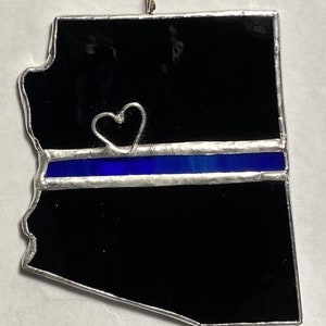 Police Blue Line Your State Stained Glass Ornament or Window image 4