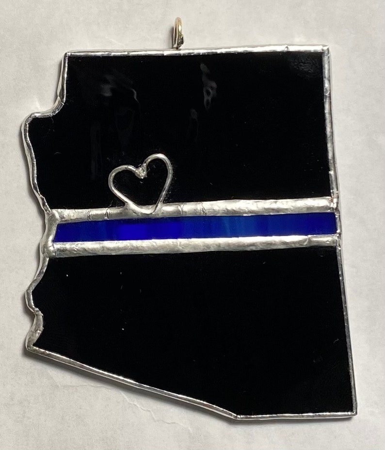 Police Blue Line Your State Stained Glass Ornament or Window image 4