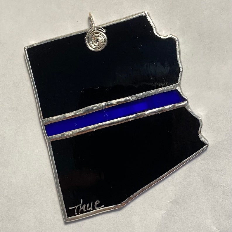 Police Blue Line Your State Stained Glass Ornament or Window image 5