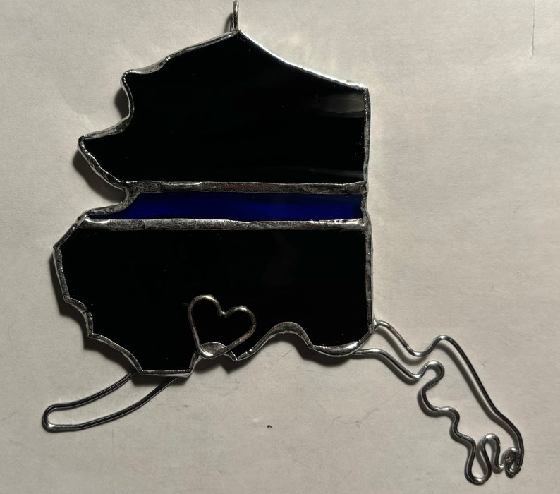 Police Blue Line Your State Stained Glass Ornament or Window image 6