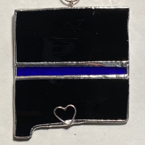Police Blue Line Your State Stained Glass Ornament or Window image 2