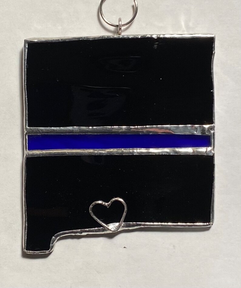 Police Blue Line Your State Stained Glass Ornament or Window image 2