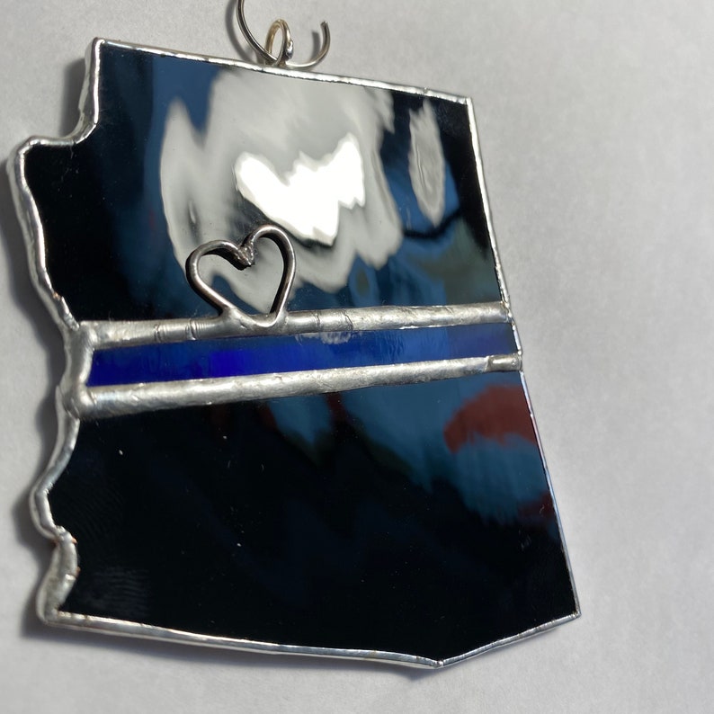 Police Blue Line Your State Stained Glass Ornament or Window image 3