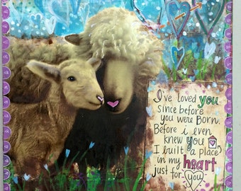 Greeting Card For Beloved Baby - I've Loved You Since Before You Were Born - Print of my Original Mixed Media Art by Vals Art Studio