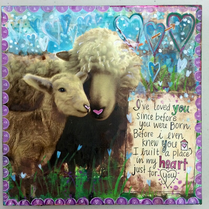 Greeting Card For Beloved Baby I've Loved You Since Before You Were Born Print of my Original Mixed Media Art by Vals Art Studio image 1