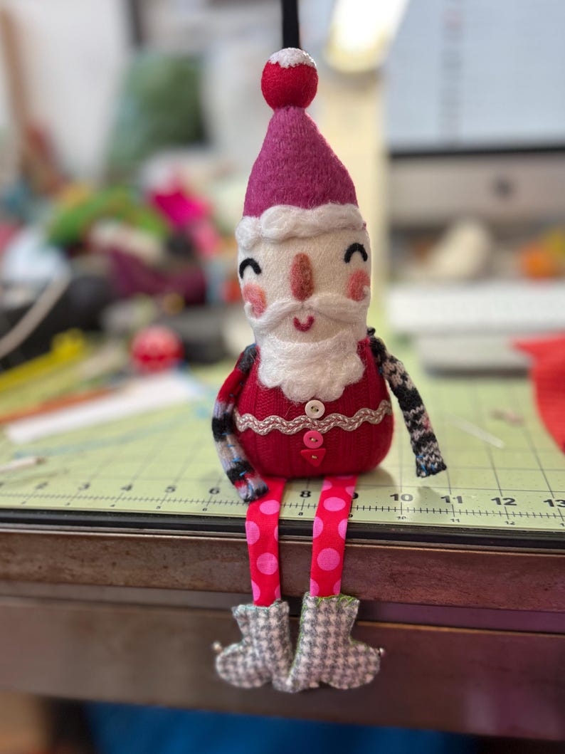 Eco-Friendly Plush Nordic Style Loveable Elf Doll - Choose Your Favorite Doll - Needlefelted Collectible Doll by Val's Art Studio red polka dot legs