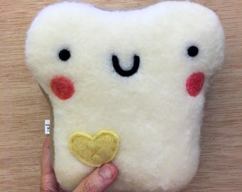 Mr. Toasty in 2 sizes - Stuffed Plush Needle Felted Friend Handmade by Val's Art Studio, Cute Food Bread Pillow, Felt Toast Pillow,Teen gift