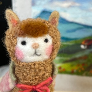 Needle Felted Alpaca Doll, Handmade Wool Collectible