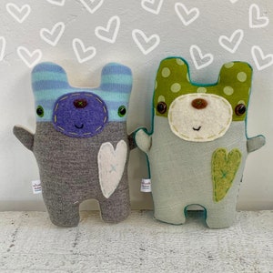 NEW Bears! Love Buddy Bear Friendly - Stuffed Plush Needle Felted and Embroidered Art Friend