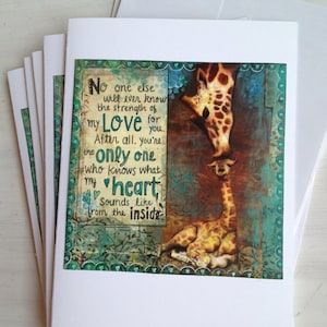 Carte de voeux pour bébé bien-aimée-personne ne saura jamais la force de mon amour pour vous-impression de mon original Mixed Media Art par ValsArtStudio