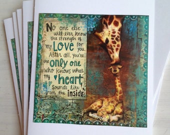 Greeting Card For Beloved Baby - No One Will Ever Know the Strength of My Love For You-Print of my Original Mixed Media Art by ValsArtStudio