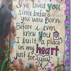 Greeting Card For Beloved Baby I've Loved You Since Before You Were Born Print of my Original Mixed Media Art by Vals Art Studio image 2