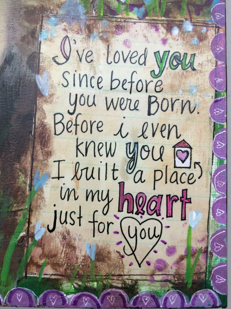 Greeting Card For Beloved Baby I've Loved You Since Before You Were Born Print of my Original Mixed Media Art by Vals Art Studio image 2