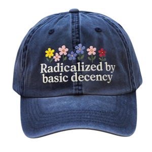 Radicalized By Basic Decency Hat, Practice Radical Empathy Embroidered Cap, Liberal Feminist Accessory, Resist Democracy Gift, Political Hat