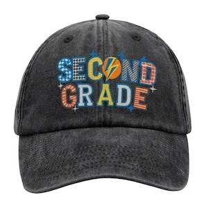 Back to School Embroidery Hat, First Day of School Cap, Cute Teacher Hat, Boys & Girls Embroidered Washed Cap