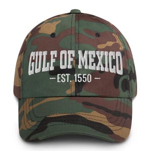 Embroidered Gulf of Mexico Est 1550 Hat, Gulf Coast, Texas Alabama Mississippi Florida Beach, American Gulf of Mexico, Vintage Washed Cap