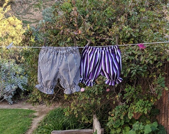 Ready now! Toddler 4T Bloomers Black White Purple Stripe Cotton