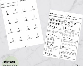 Subtraction Practice Worksheets: Beginner Math, Ages 5-7 (PDF Download)