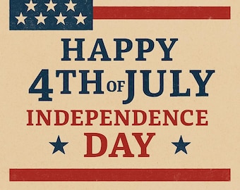 Impresión patriótica del 4 de julio: Bandera estadounidense, Día de la Independencia (descarga digital PNG)