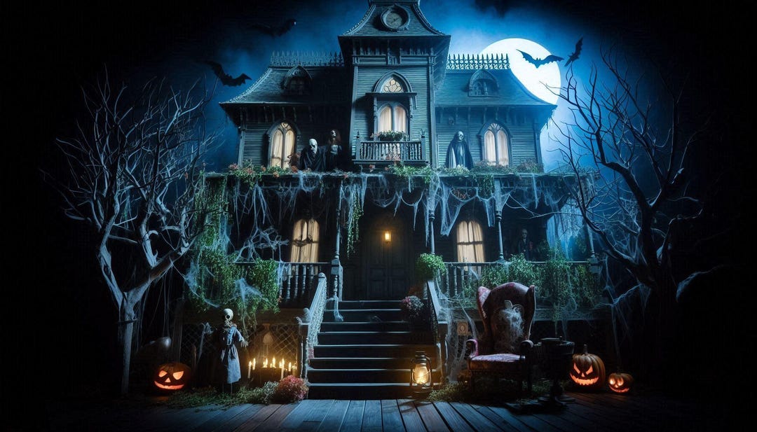 Spooky Haunted House Halloween AI Art 4K Desktop Wallpaper Digital