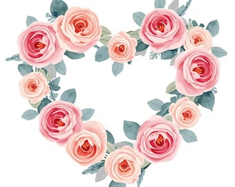 Imagen de un arreglo de rosas en forma de corazón: Fondo de pantalla floral romántico para San Valentín (JPEG)