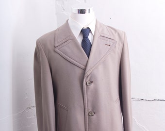 Men's 46 Overcoat / Vintage Khaki Jacket / Size XL