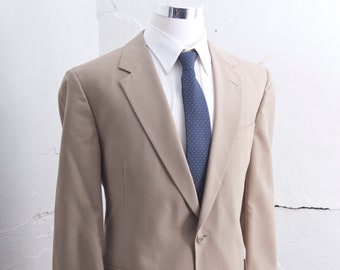 Men's 48 Suit / Vintage Blazer and Trousers / Khaki / Size XXL