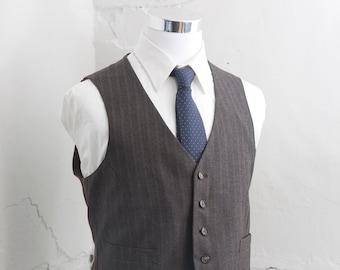 Men's Suit Vest Large/XL / Vintage dark Gray Waistcoat / Size 44