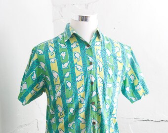 Men's Hawaiian Shirt / Tropical Mod Tiki / Size Medium E76