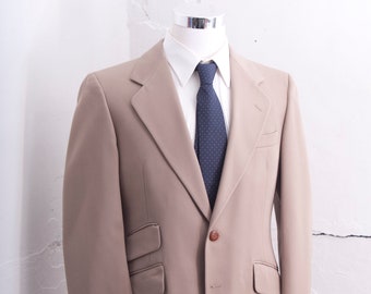 Men's Sport Coat Large / Men's Jacket / Vintage Beige Blazer / Hardy Ames