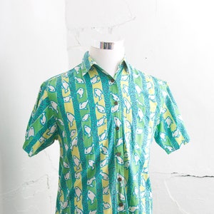 Men&#39;s Hawaiian Shirt / Tropical Mod Tiki / Size Medium E76