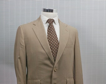 Hand Tailored Large Tan Blazer / Men's Vintage Suit Jacket / #M036