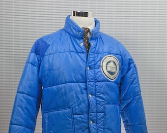 Large Blue Puffy Jacket / Men's Large Vintage Jacket / #M034