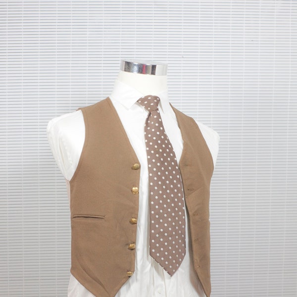 Men's Suit Vest / Vintage Brown Waistcoat / Size 34 small/XS /  #M004