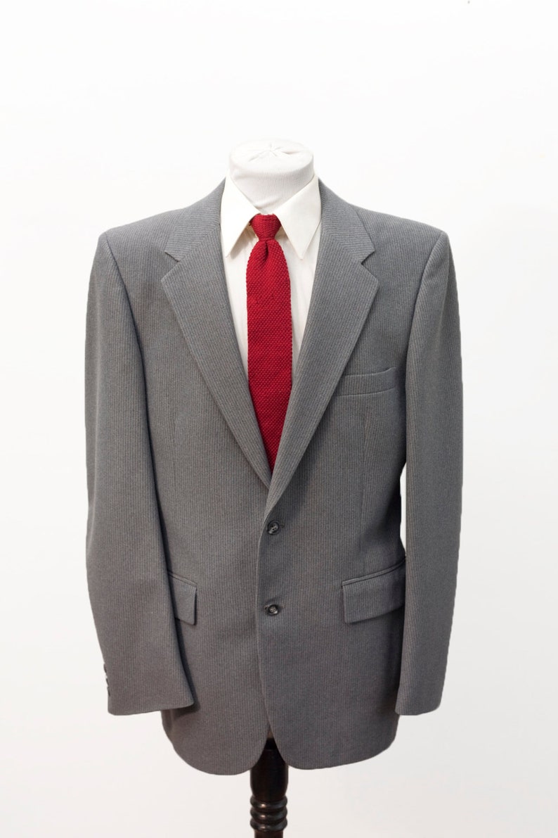 Men's Blazer / Vintage Grey Pinstripe Jacket / Size 44 Large image 1