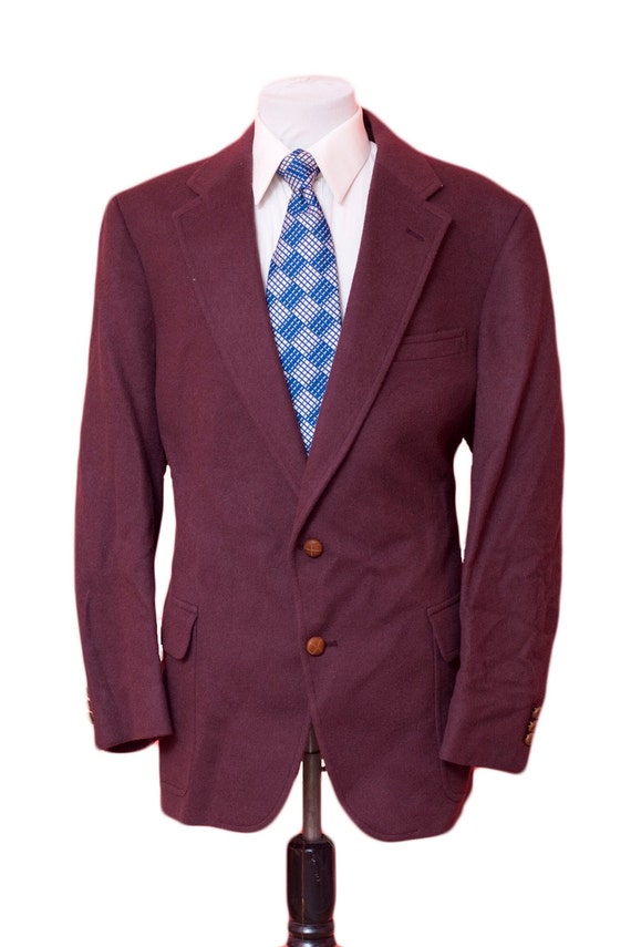 Men S Blazer Vintage Burgundy Camel Hair Jacket Size Etsy